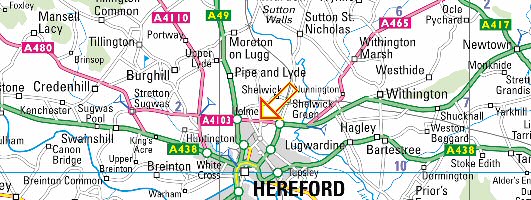 map of Hereford showing road closure